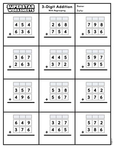 3 digit addition activities|FREE Printable 3.